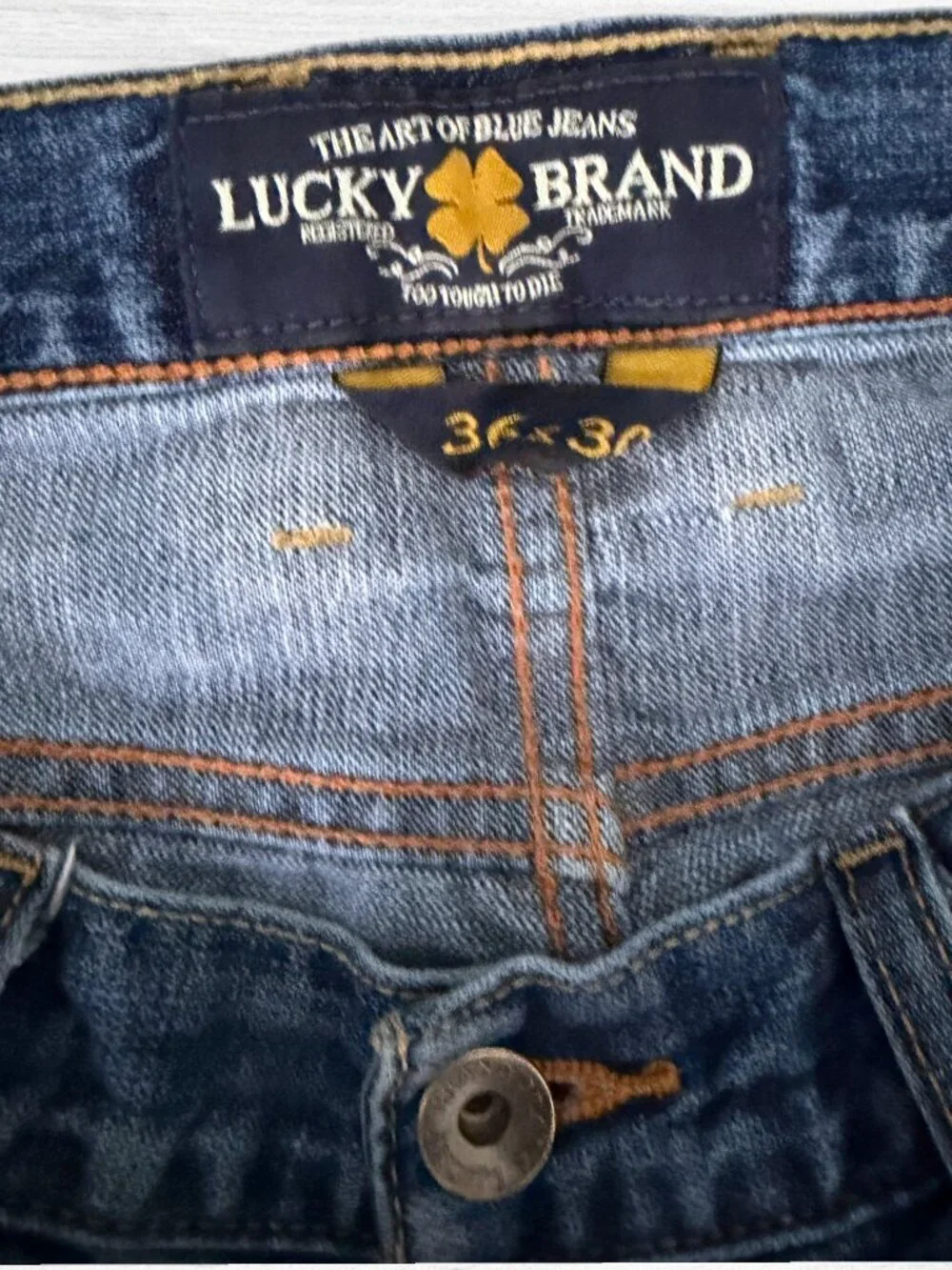 ucky Brand 121 Heritage Slim Jeans Mens 36x30 Medium Wash Button Fly Denim